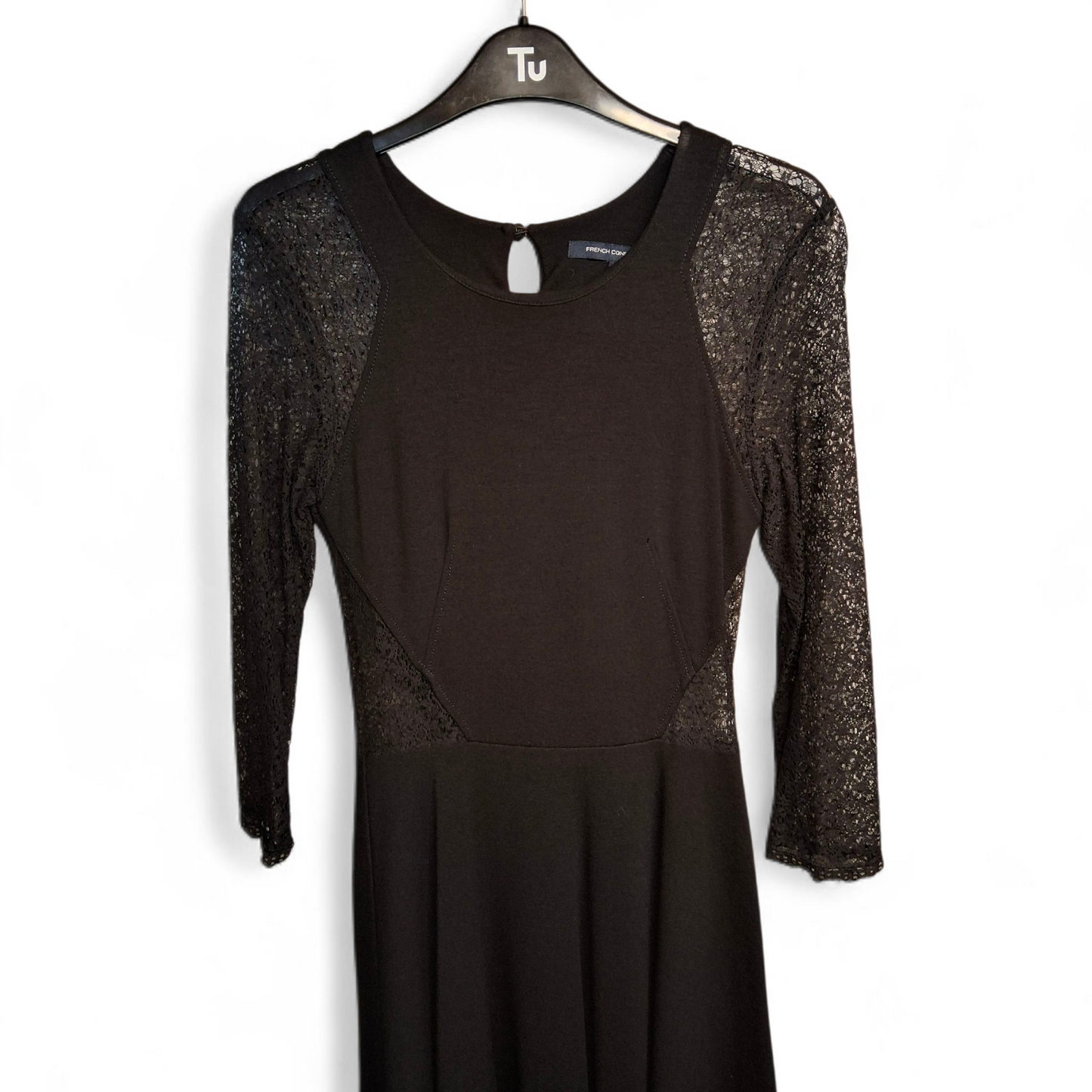 French Connection Black Lace Flared Dress – Size 10