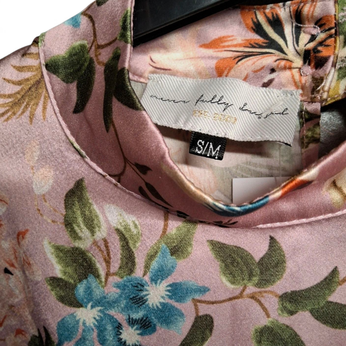 Never Fully Dressed Pink Floral High Neck Blouse – Size S/M (UK size 10/12)
