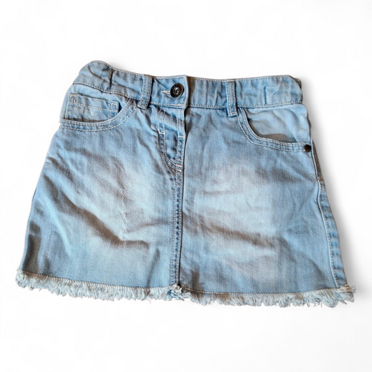 F&F Girls Blue Denim Skirt – Age 3–4 Years – 100% Cotton