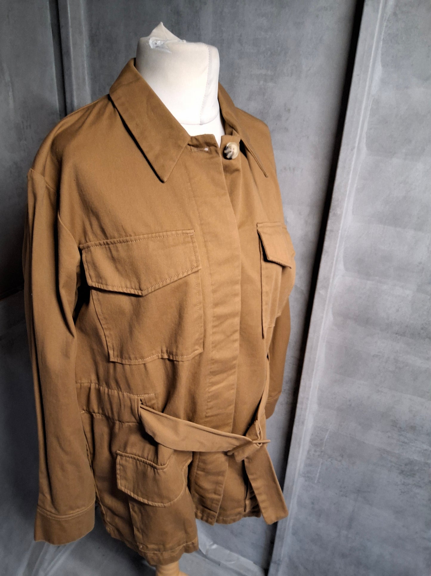 La Redoute Brown Cotton Belted Shacket – Size 12 – Timeless Layering
