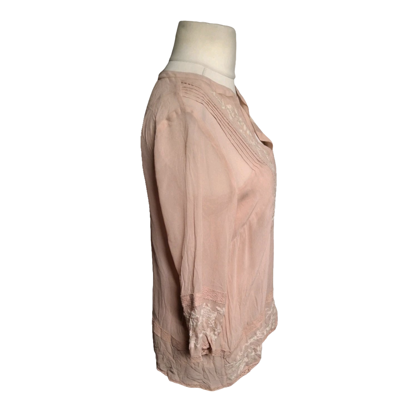 Monsoon Light Pink Embroidered Blouse – Size 12 – 100% Viscose – NWT RRP £49