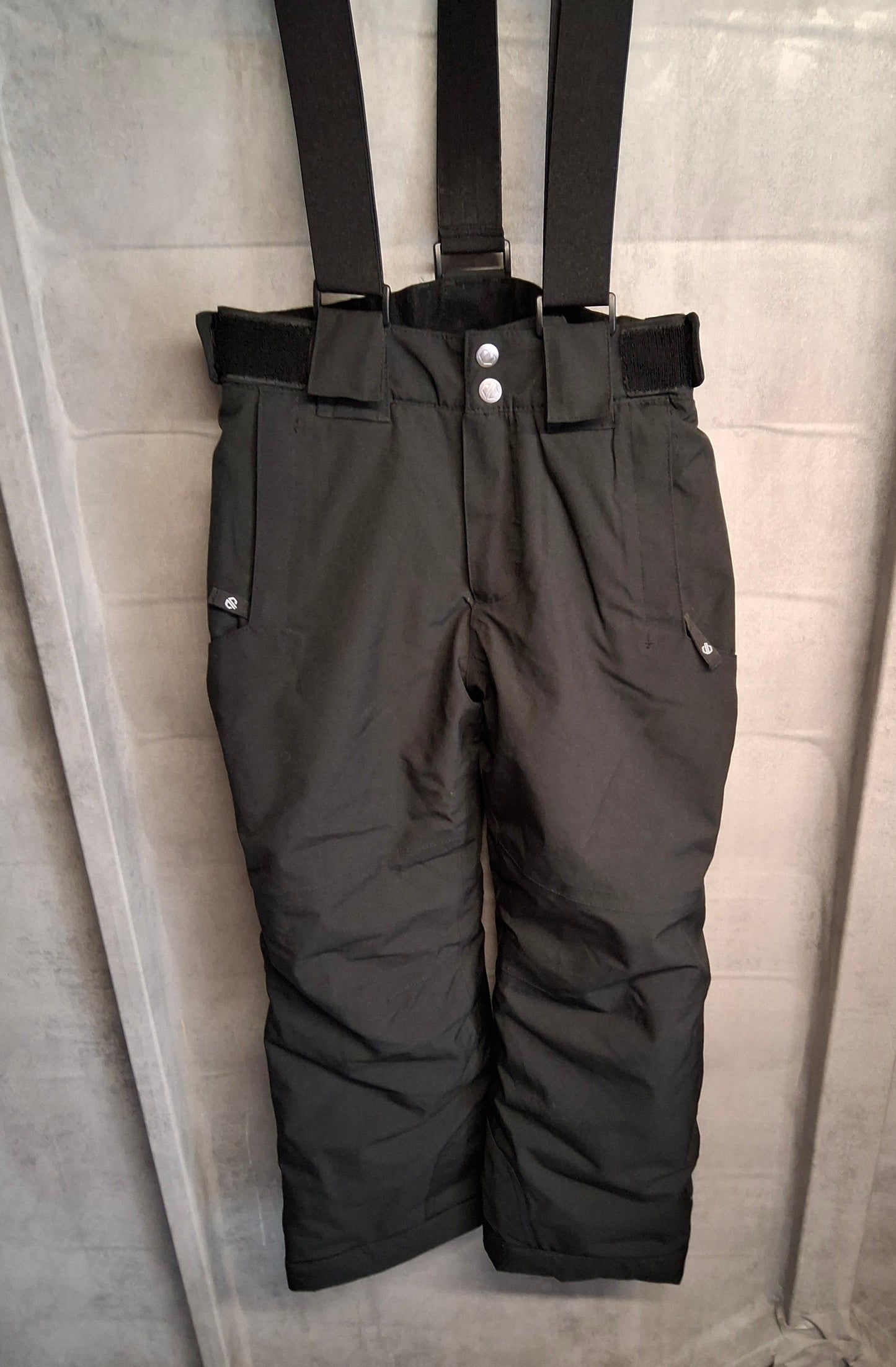 Dare2b Kids Black Waterproof Ski Trousers – 7-8 Years – Removable Suspenders –  Boys & Unisex