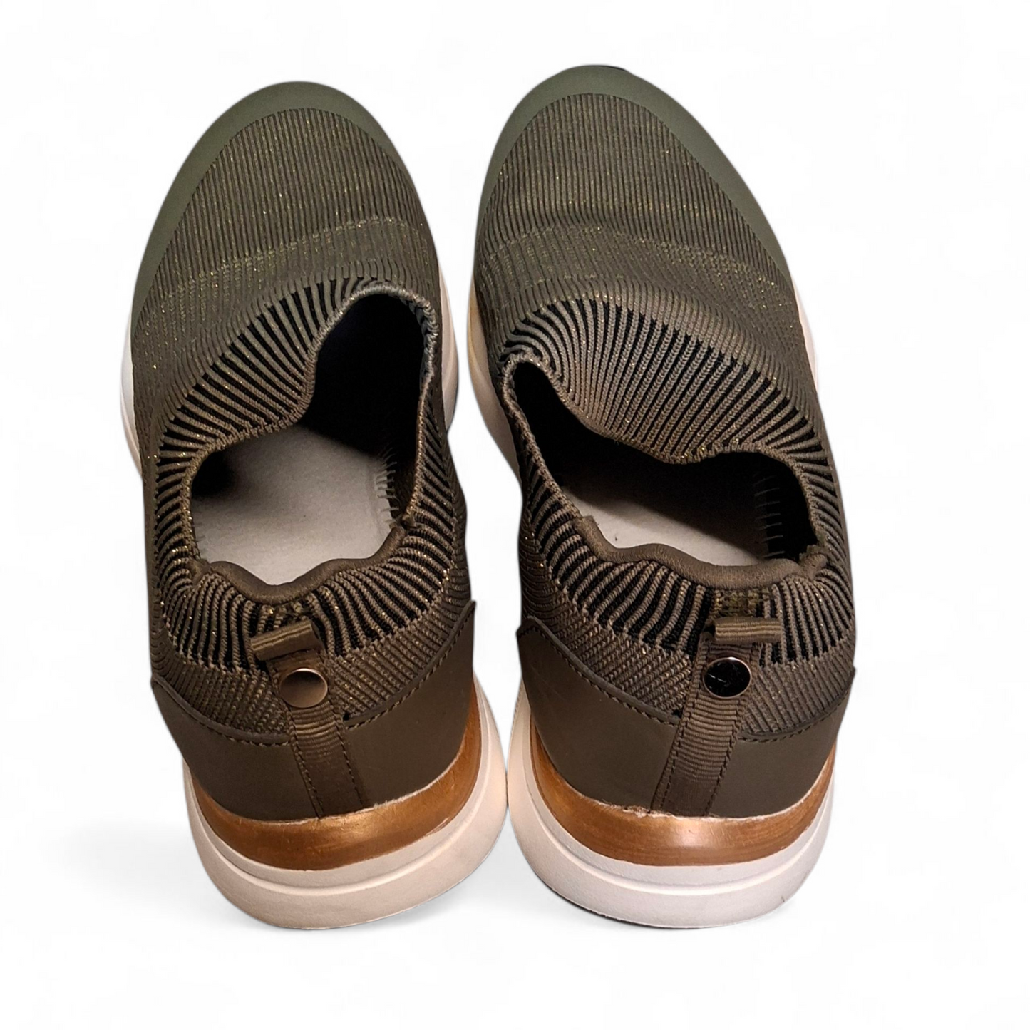 F&F Khaki Green & Gold Slip-On Trainers – UK 6.5 Ladies