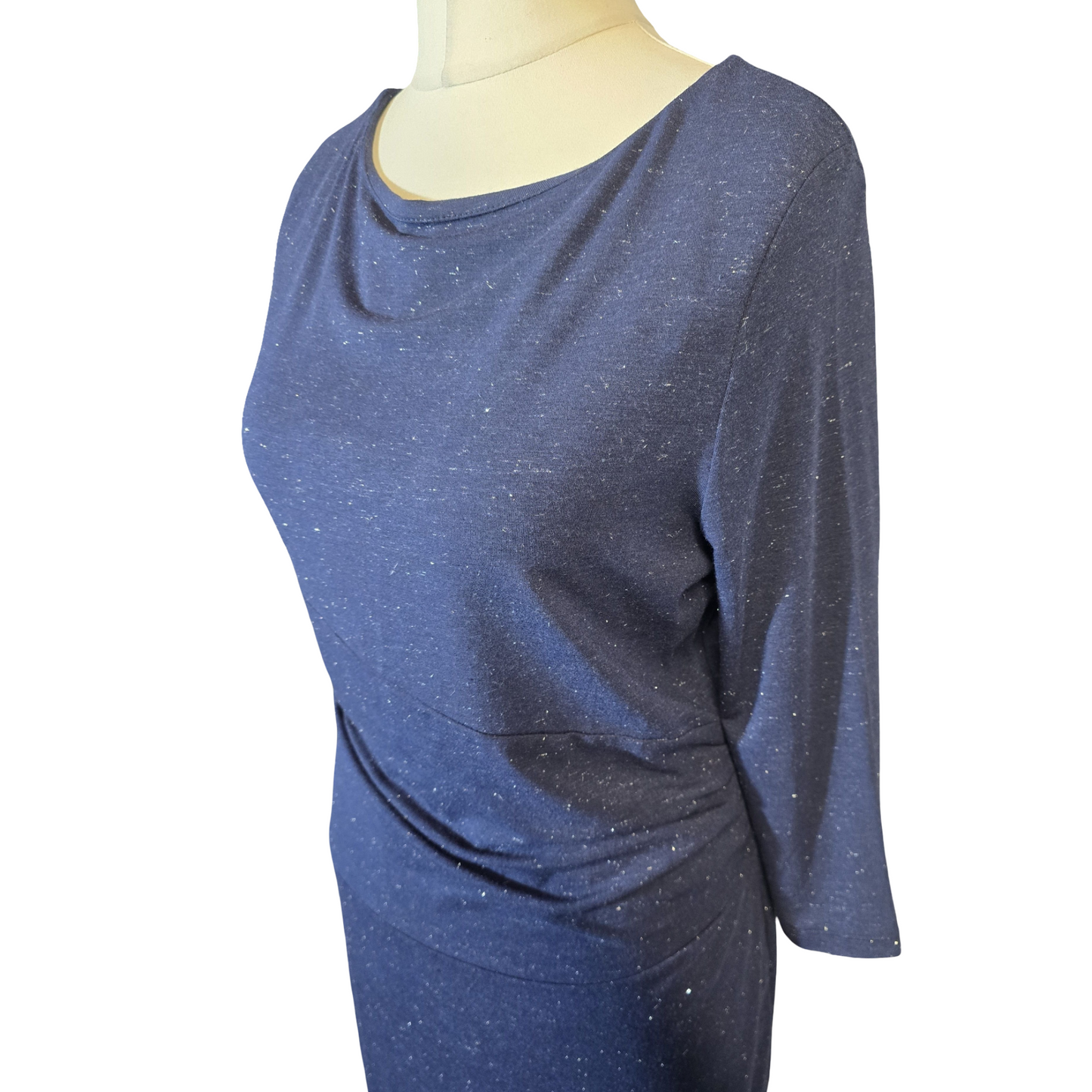 White Stuff Navy & Silver Glitter Midi Dress – UK 12