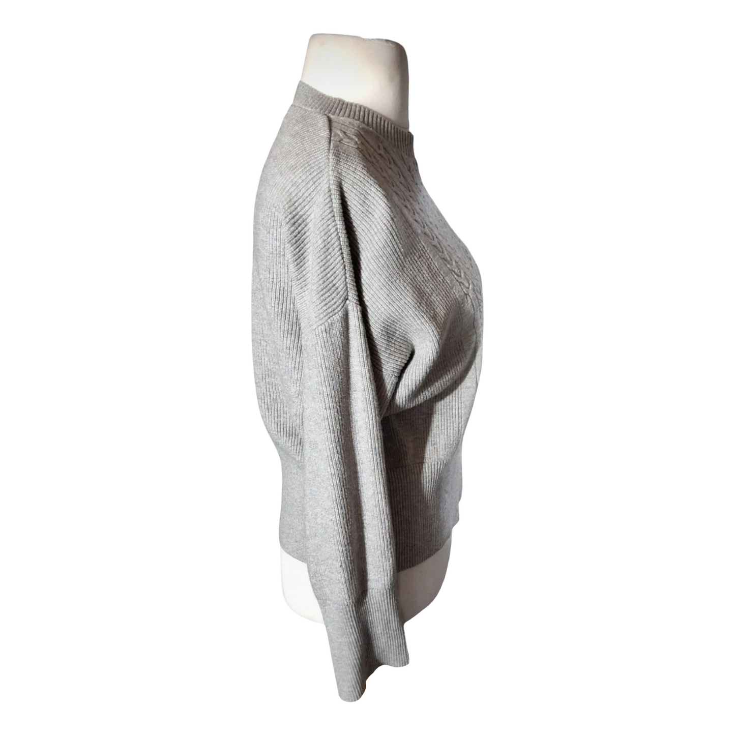 M&S Grey Cable Knit Jumper – Size M (size 10/12) – Viscose Blend