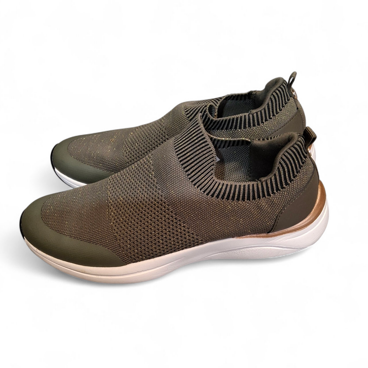 F&F Khaki Green & Gold Slip-On Trainers – UK 6.5 Ladies