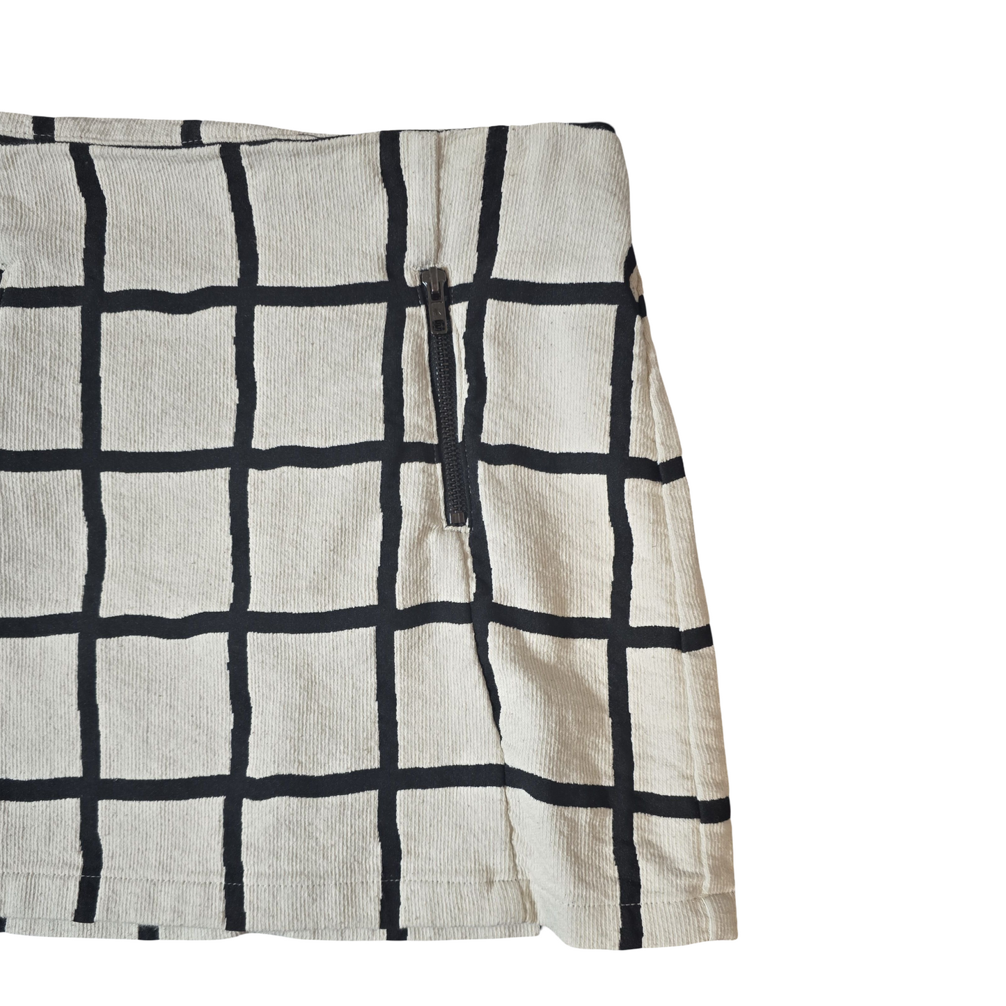 Topshop Grid Print Mini Skirt – Size 10 – Cotton Blend – Monochrome