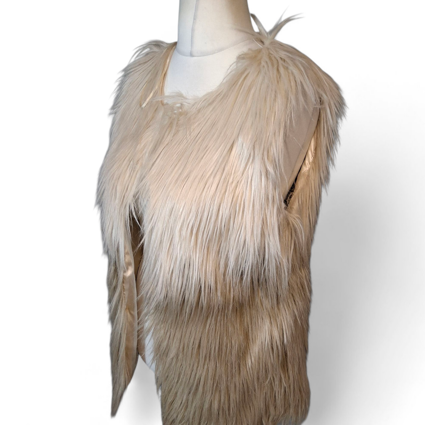 Influence Cream & Beige Faux Fur Gilet – Ombre Design – Size 10