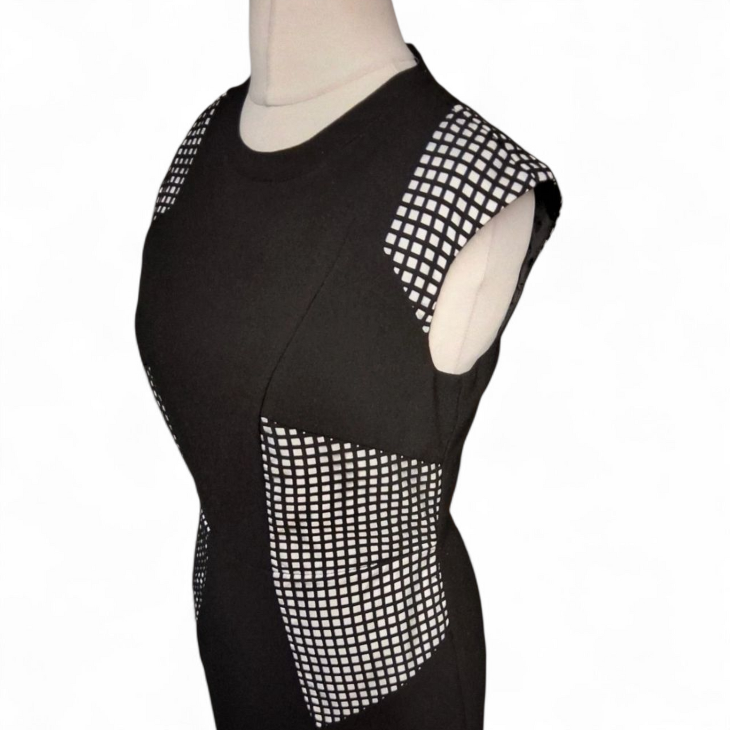 Warehouse Monochrome Illusion Panel Dress – Size 12 Office to Out Style