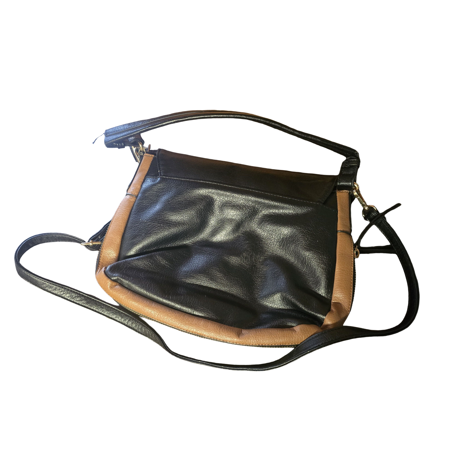 Oasis Black, Brown & Cream Faux Leather Shoulder Bag | Adjustable Strap | Expandable Zip | 36cm x 26cm