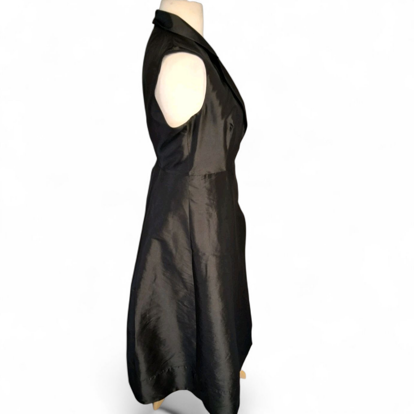 Karen Millen Black Satin Wrap Midi Dress – Size 10 – Sleek & Sophisticated