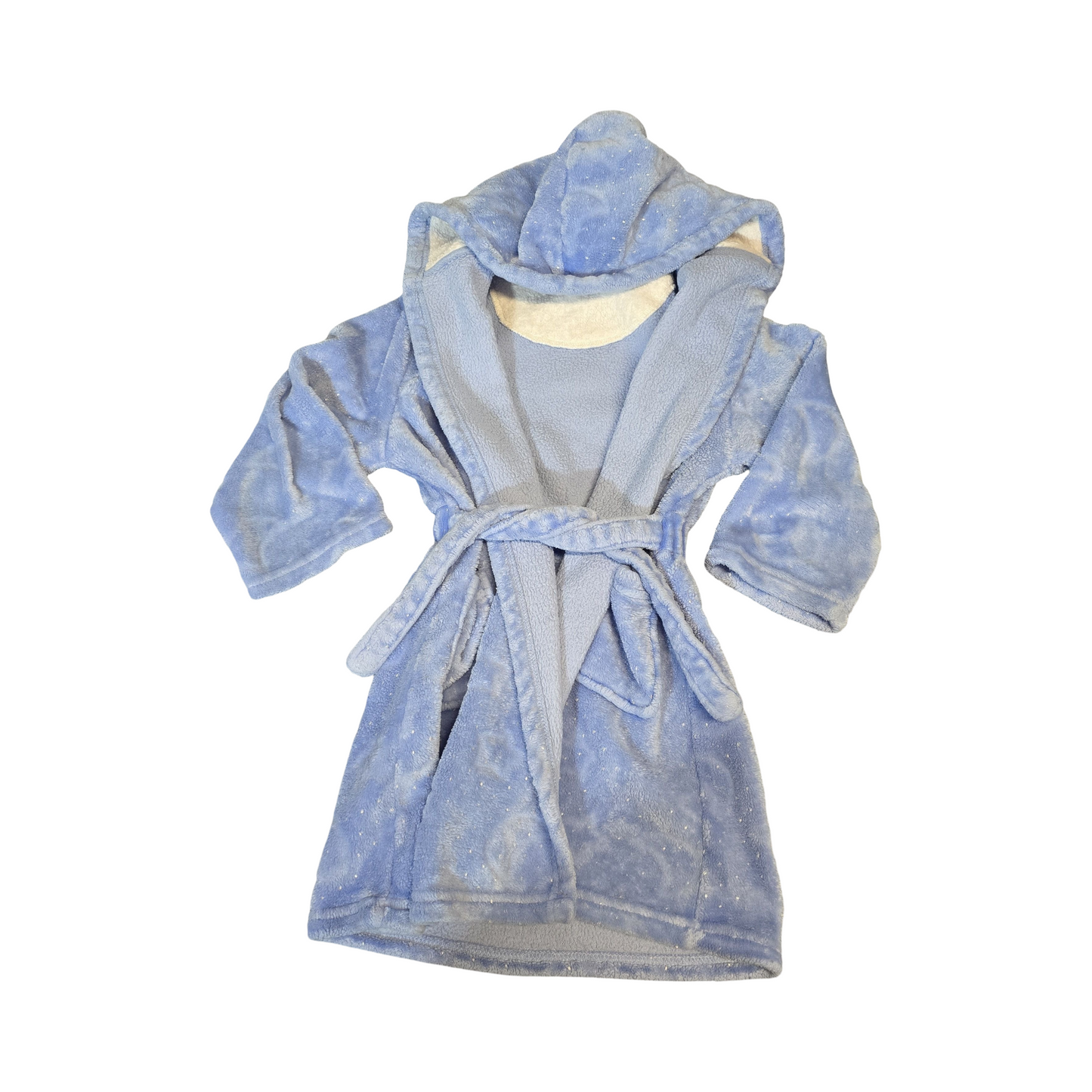 Nutmeg Girls Blue & White Polka Dot Hooded Dressing Gown – Age 5–6 Years