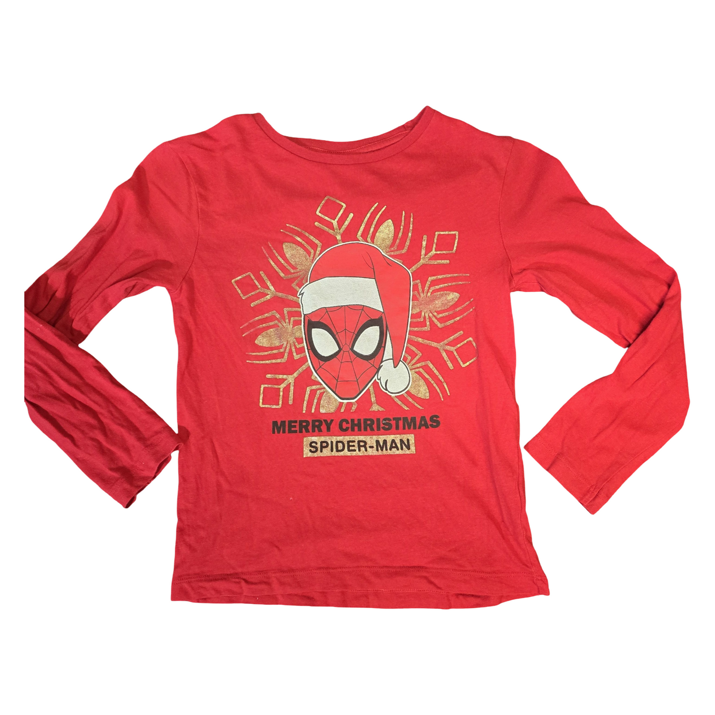 Studio Boys Red Spider-Man Christmas Top – Age 8 – Long Sleeve 100% Cotton Tee