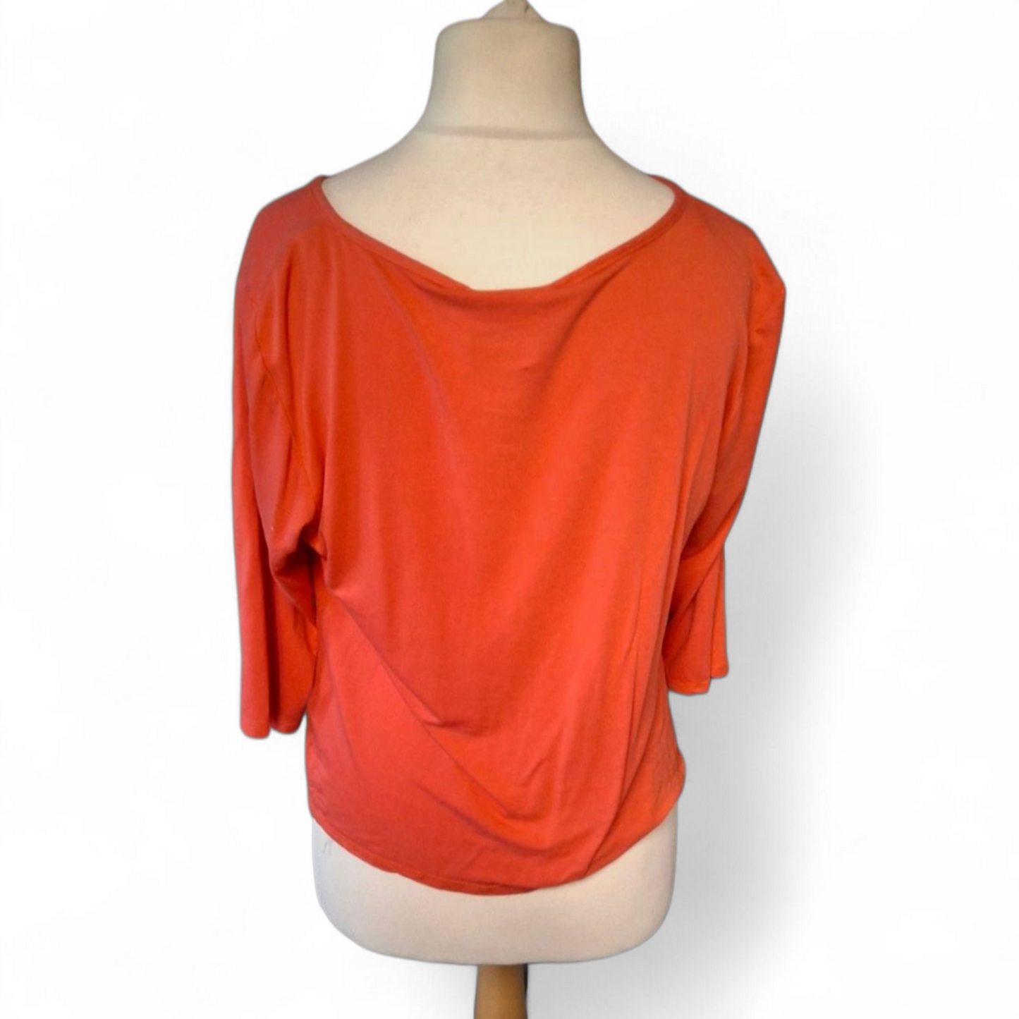 Wallis Orange-Red Tie Front Top – Size M (Fits size 10/12) – Viscose