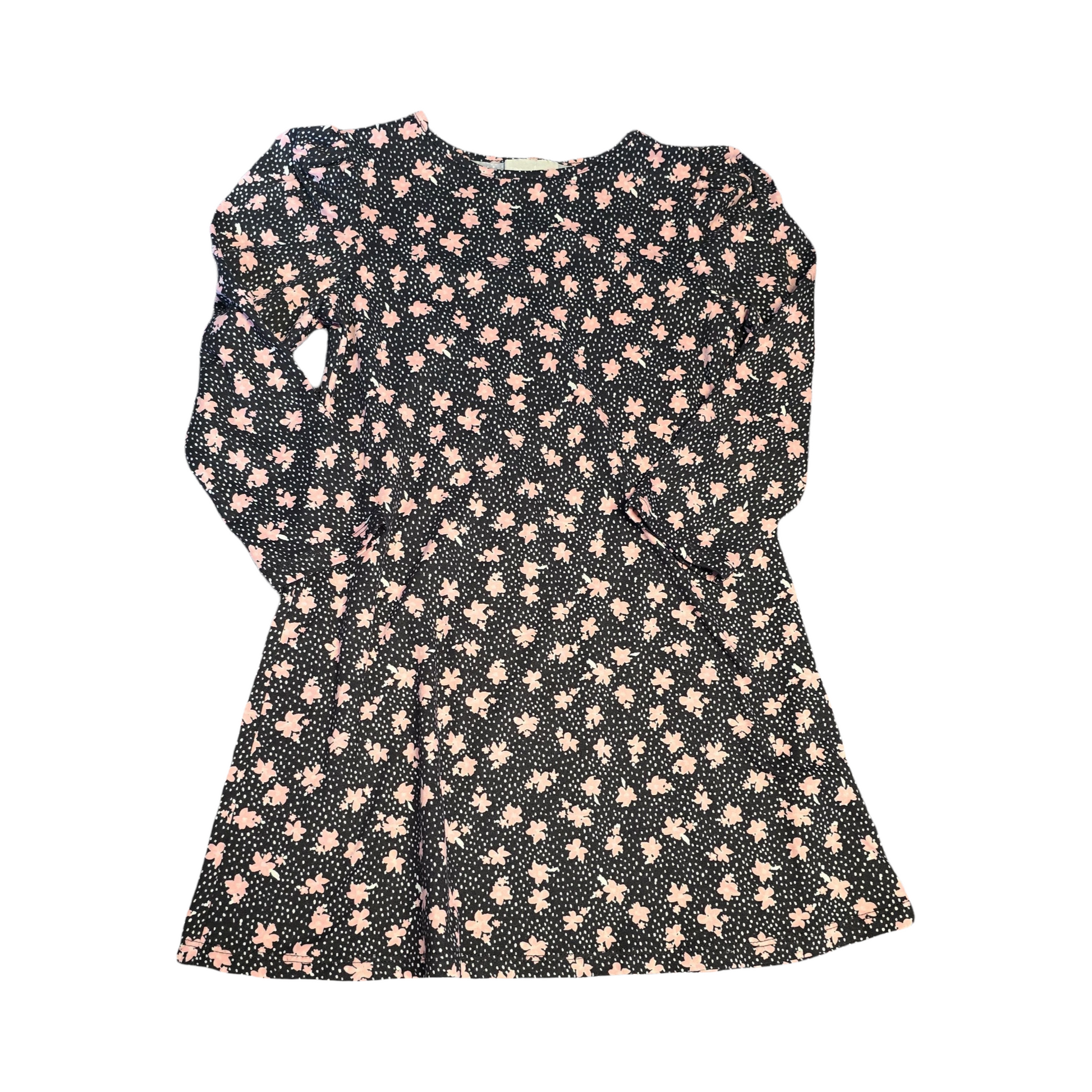 Matalan Girls Black & Pink Floral Dress – Age 7