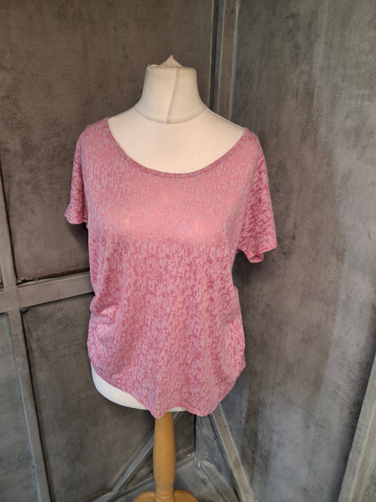 George Pink Scoop Neck T-Shirt with Sheer Back – Size 16