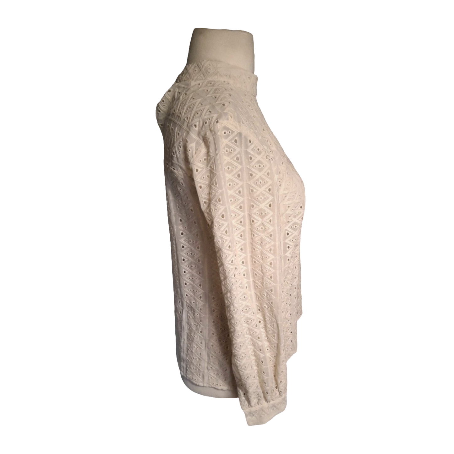 Warehouse Cream Crochet Sheer High Neck Blouse – Size 12