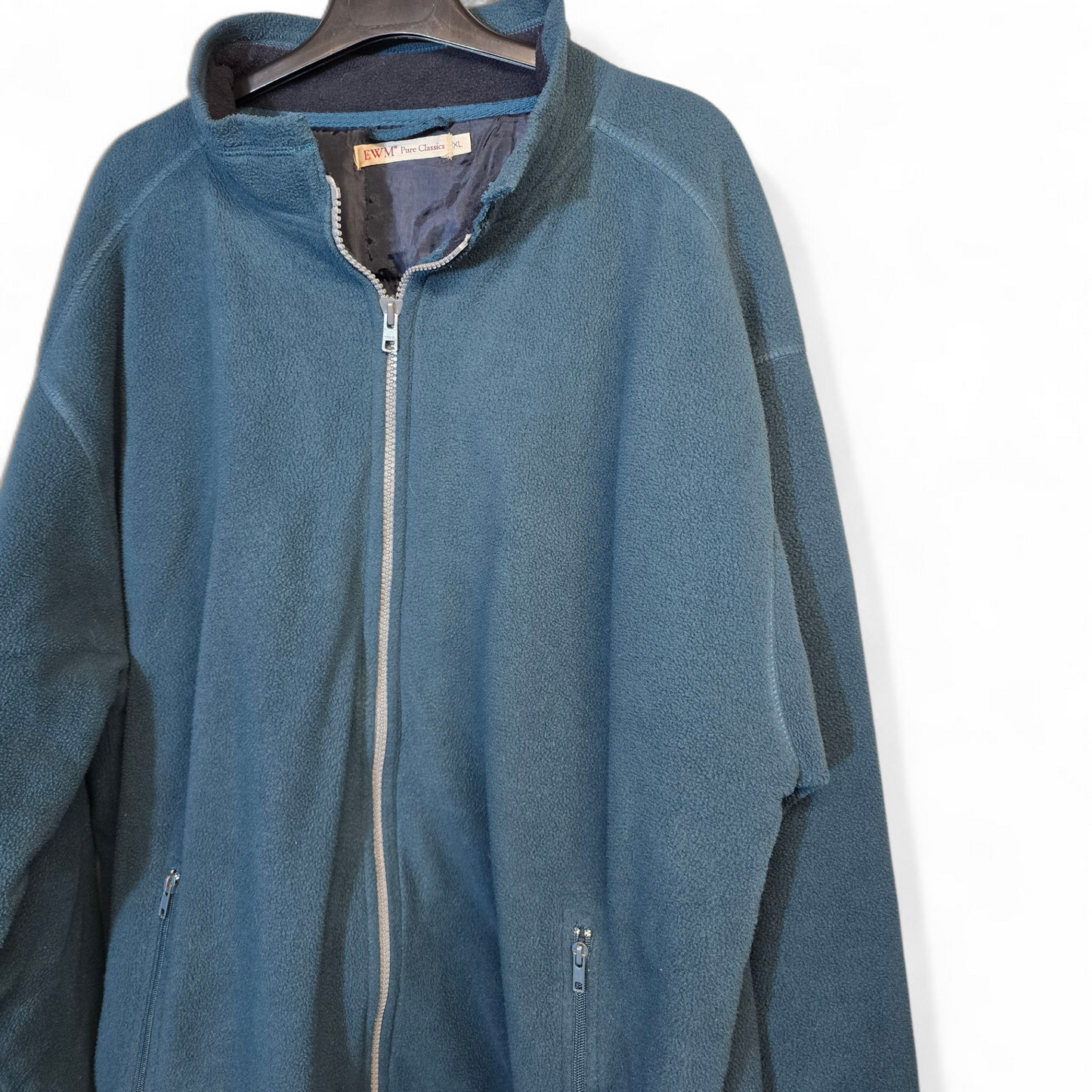 EWM Men’s Teal Green Fleece Jacket – Zip Pockets, XL