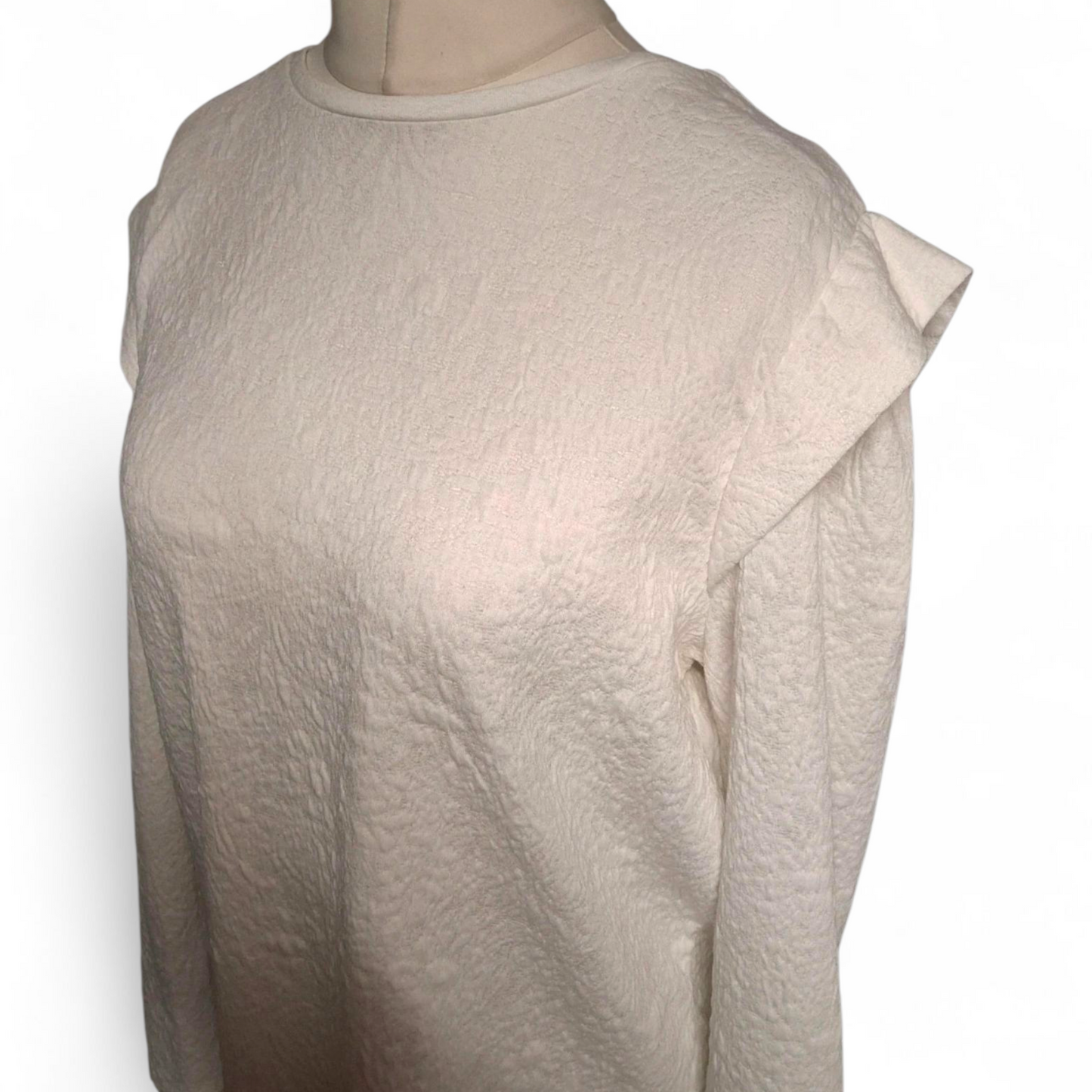 White Embossed Long Sleeve T-Shirt – Matalan – Size 18