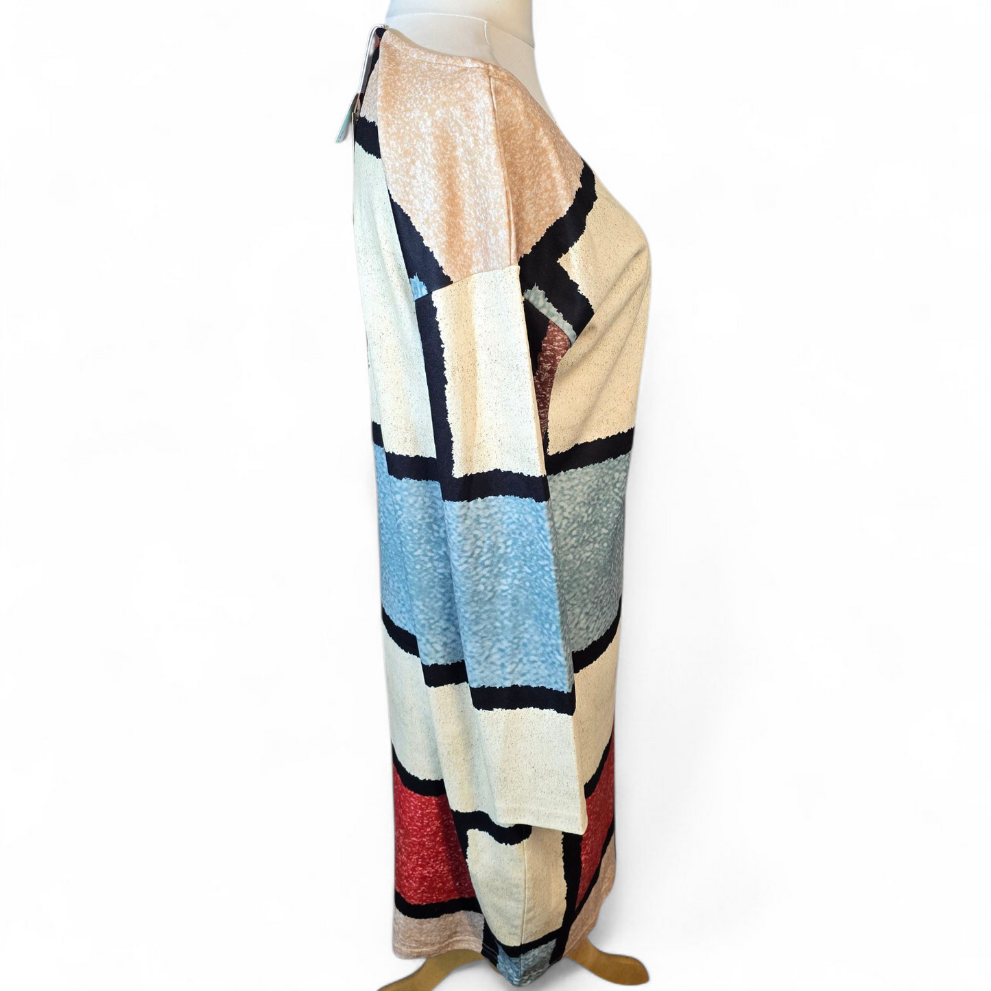 Maria & Gabriele Multicoloured Patchwork V-Neck Dress – Size M (size 14/16) – NWT