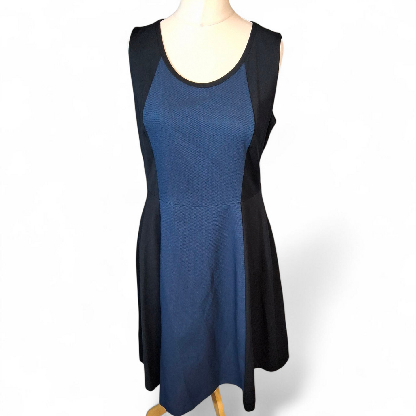 Next Blue & Black Sleeveless Flared Midi Dress – Size 14 Reg – NWT