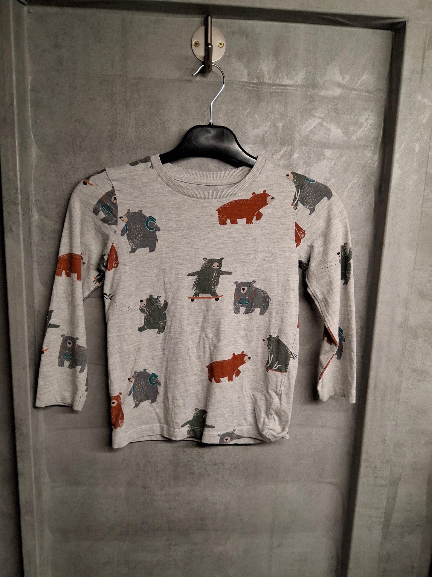 Nutmeg Boys Grey Bear Print Long Sleeve T-Shirt – Age 6–7 Years – Cotton Viscose