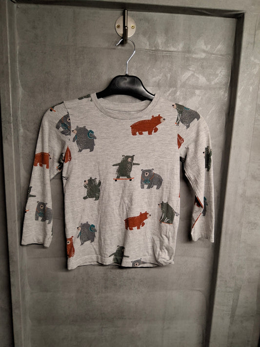 Nutmeg Boys Grey Bear Print Long Sleeve T-Shirt – Age 6–7 Years – Cotton Viscose