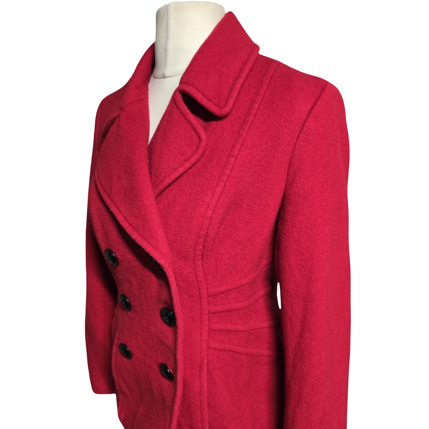 Precis Red Wool-Blend Peacoat – Size 12 (Mid Length)