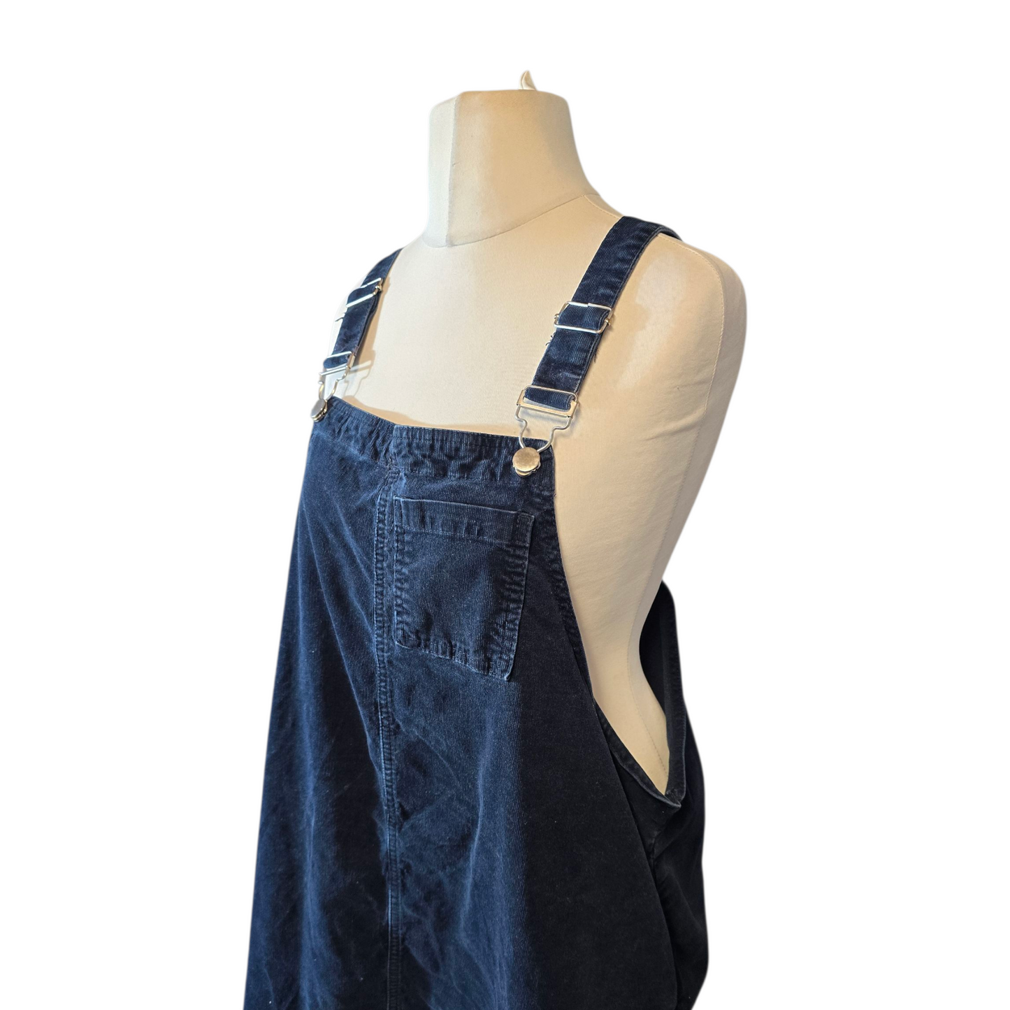Tu Navy Cord Pinafore Dress – Size 20 – 100% Cotton – Front Pocket – Casual Layering