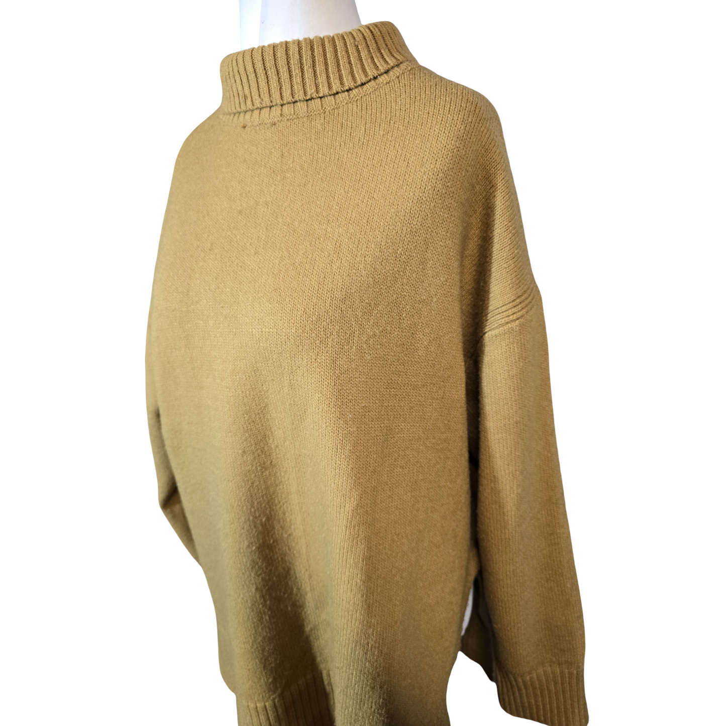 H&M Beige/ Brown Oversized Knitted Turtleneck Jumper – Euro L (Fits size 12–16)