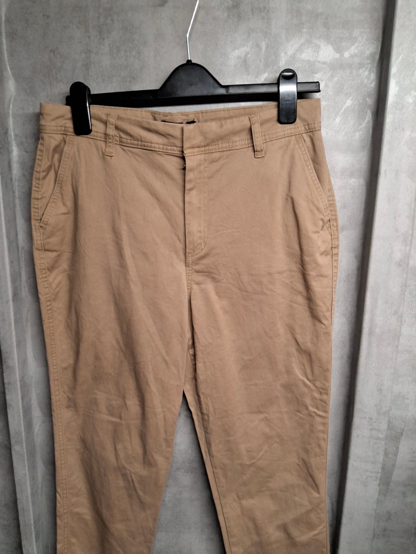 F&F Beige Chino Trousers – Size 12 | 100% Cotton, Slim Fit, Pockets & Belt Loops – Smart Casual Comfort