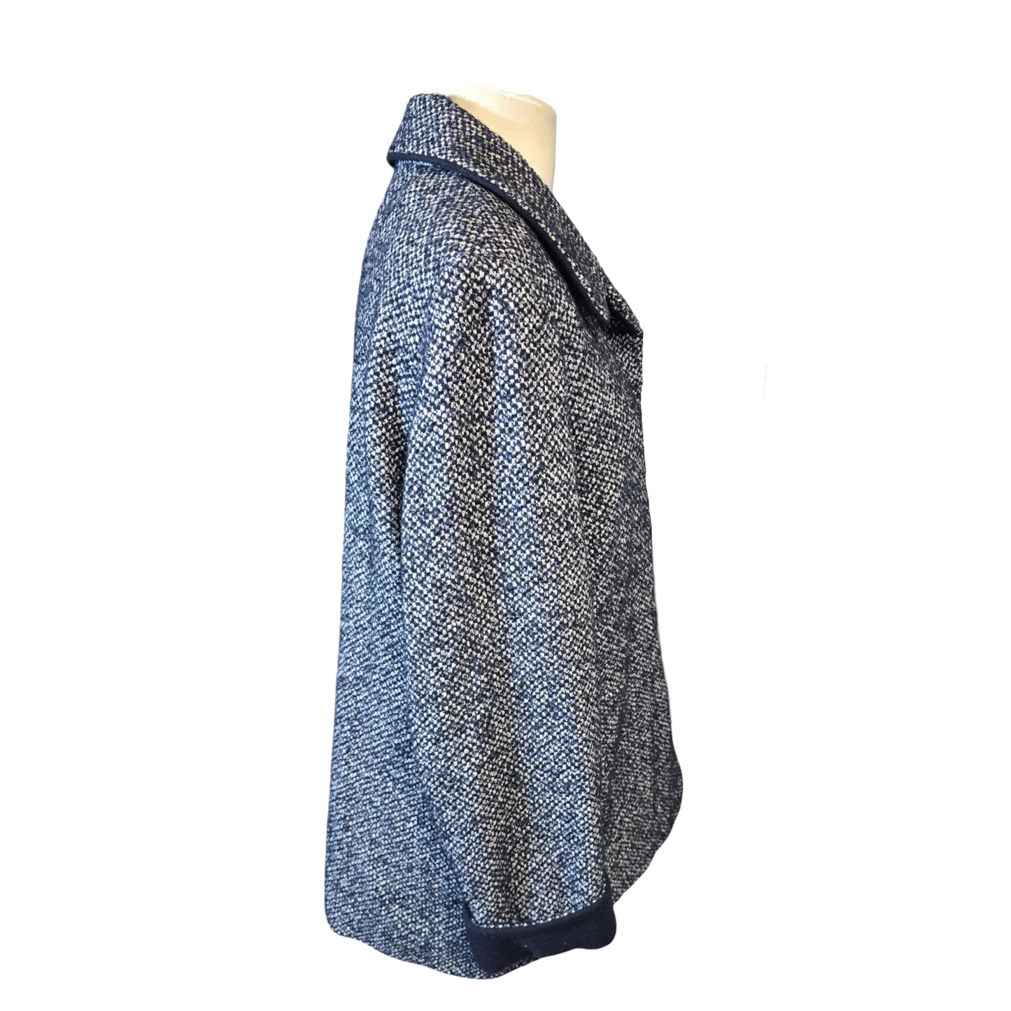 Eastex Navy & White Knit Midi Coat – Button Front, Pockets, Size 14