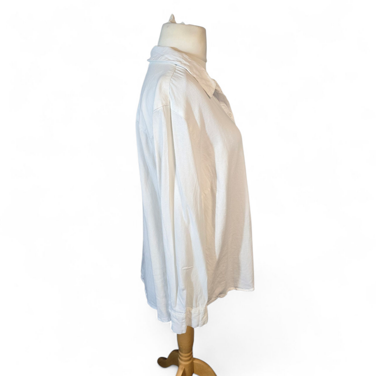 Bonmarché White Linen-Blend Shirt – Size 18 – Button Front with Chest Pocket