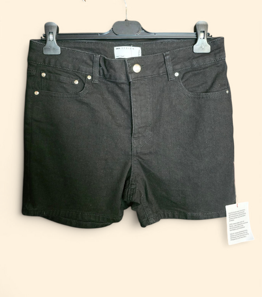 Asos high waisted black denim mini shorts size 28" W New