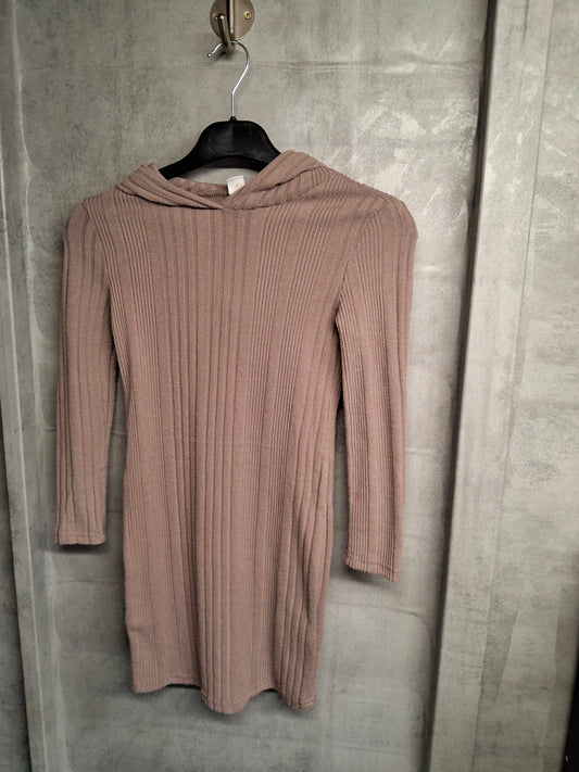 Shein Dusty Pink Knit Jumper Dress with Hood – Girls Age 8 – Cosy Long Sleeve Sweater Dress