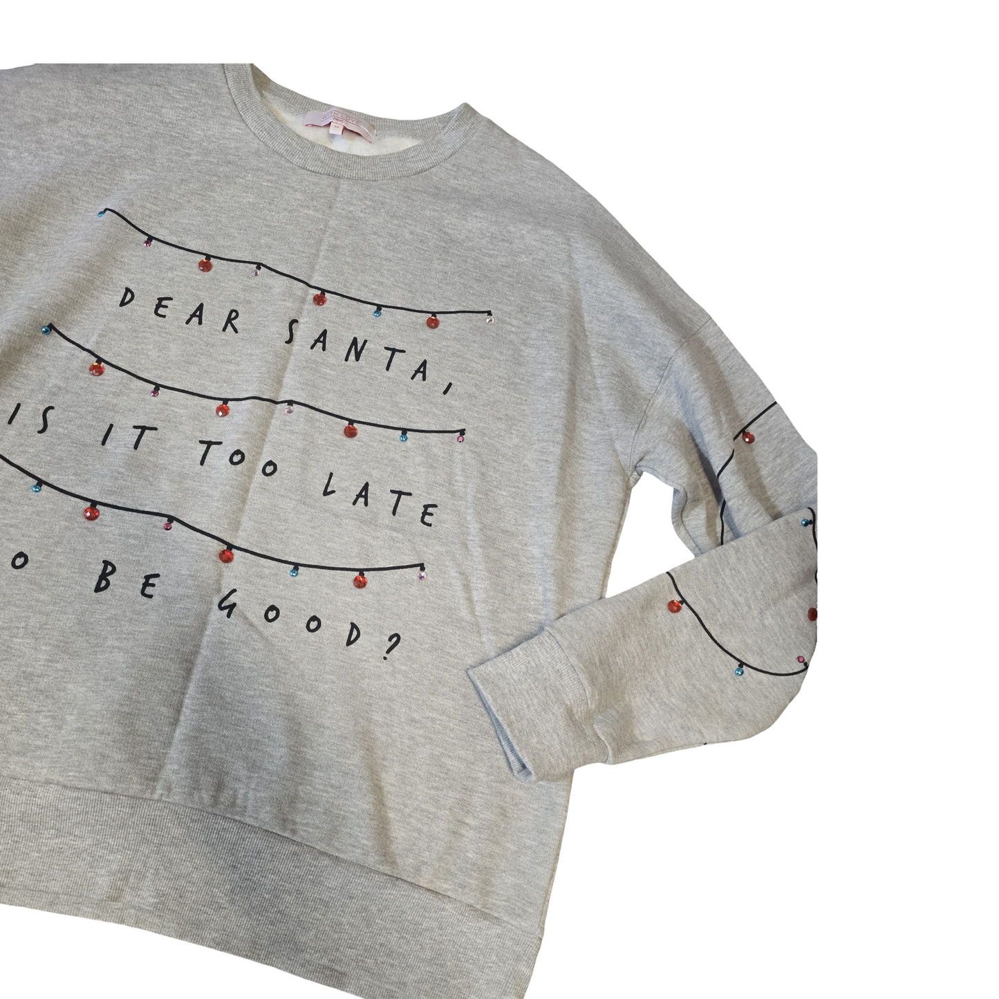 Next Grey “Dear Santa” Xmas Jumper – Size 18 – Festive Gem Detail