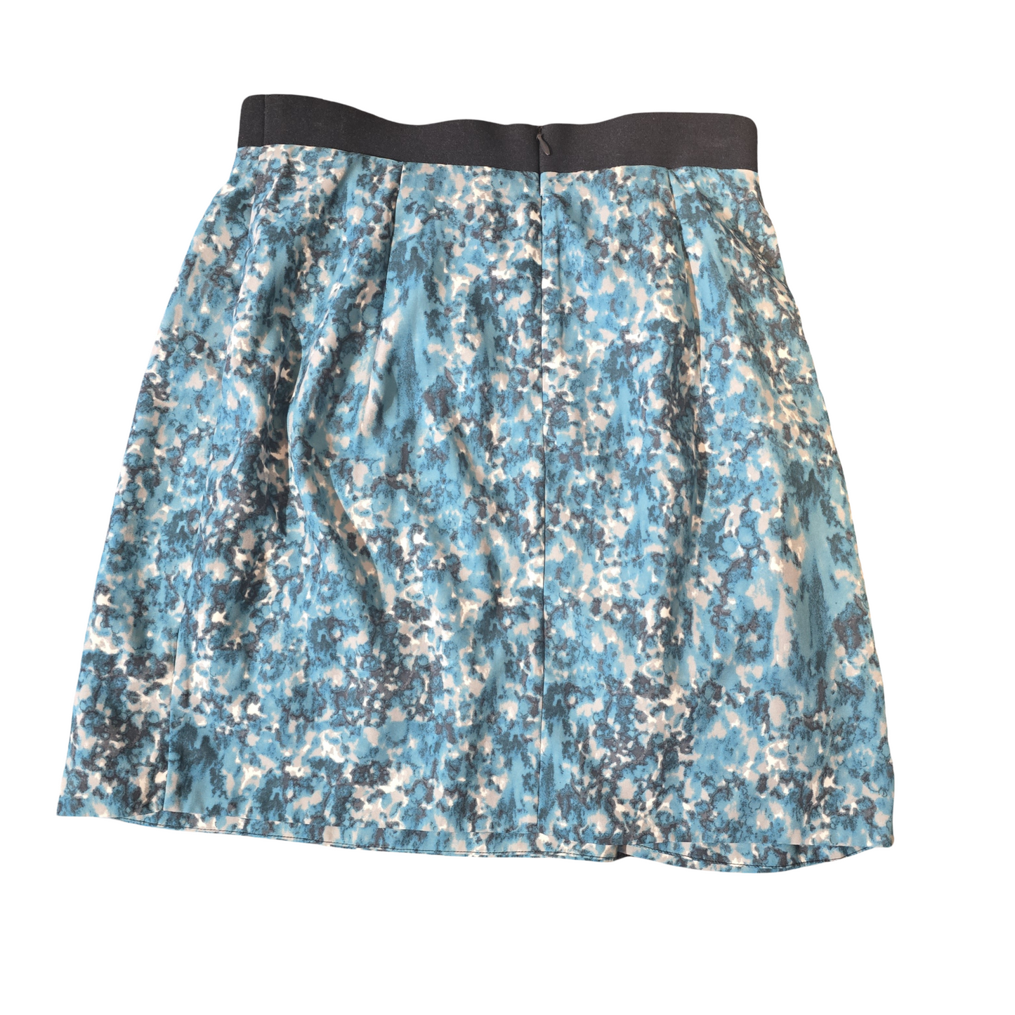 COS Blue & Grey Abstract Mini Skirt – Size 8 – Wrap Frill Detail