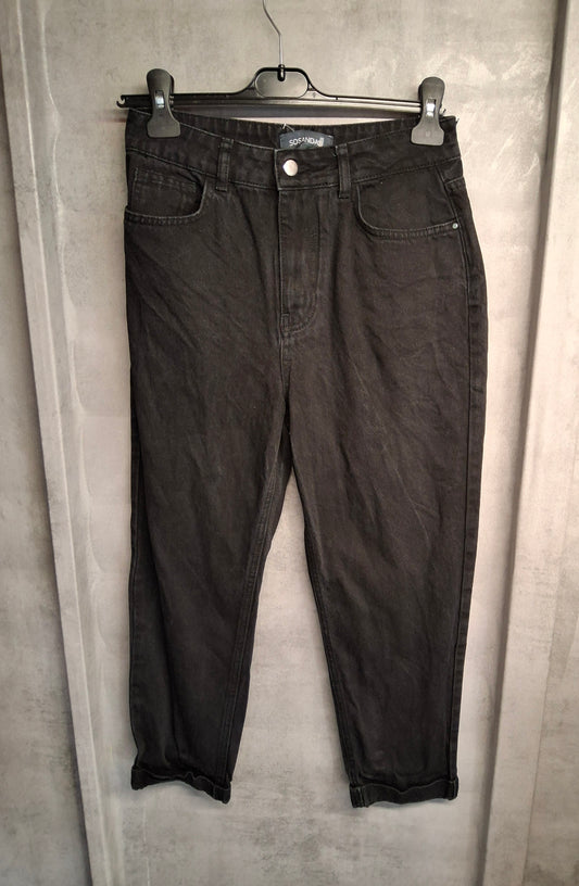 Sosandar Black Slim Fit High-Waisted Jeans – Size 8 Short
