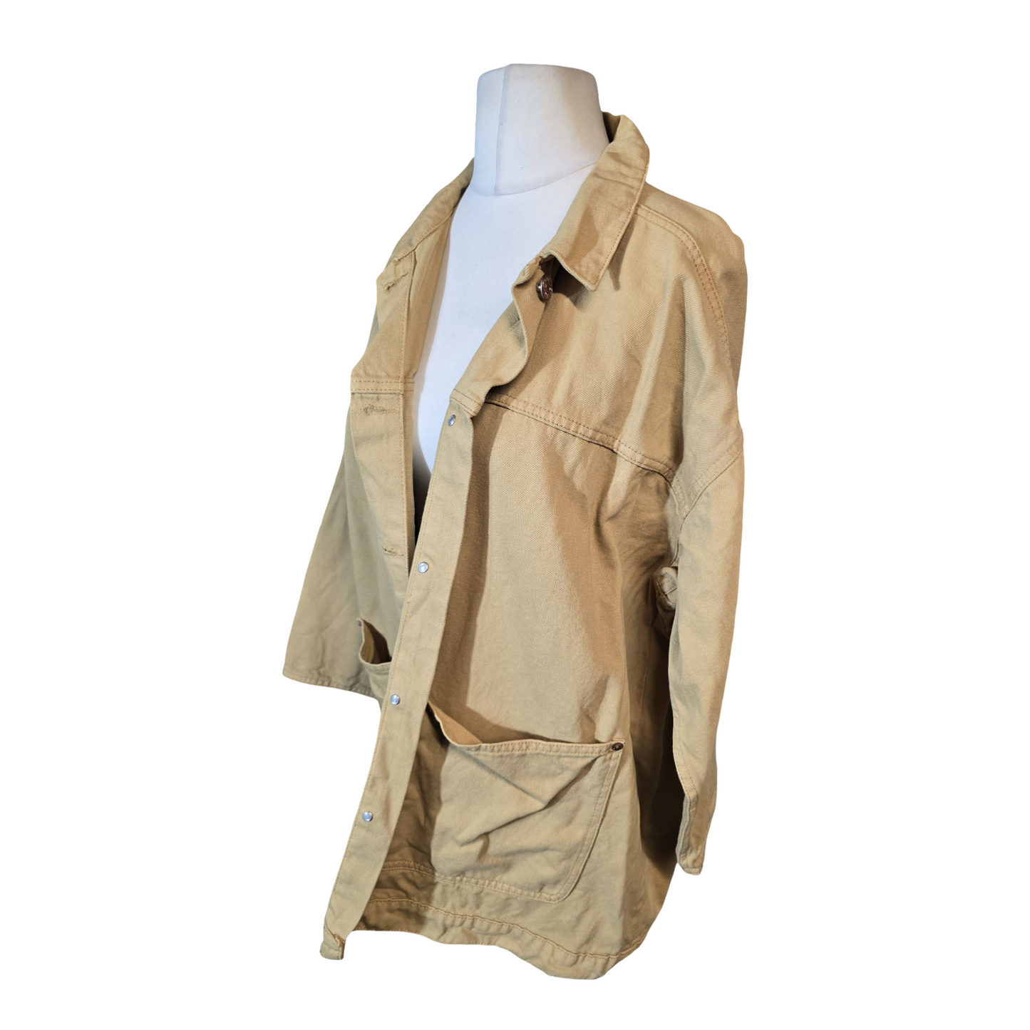 Monki Beige Oversized Cotton Jacket – Size M – Relaxed Fit