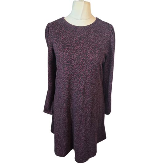 George Purple & Black Animal Print Jumper Dress – Size 12