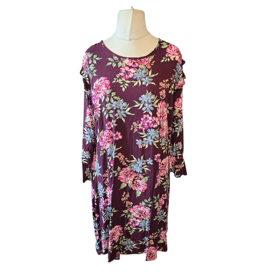 Peacocks Purple Floral Knee-Length Dress – Size 20