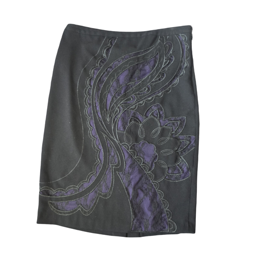 Per Una Black & Purple Lace A-Line Skirt – Size 12 – NWT RRP £45
