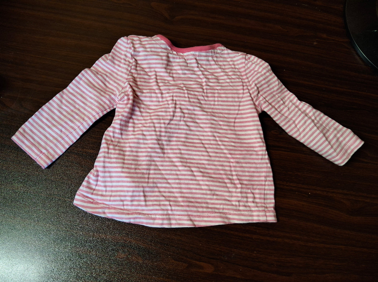 F&F Girls Pink & White Stripe Long Sleeve T-Shirt – 3–6 Months – 100% Cotton