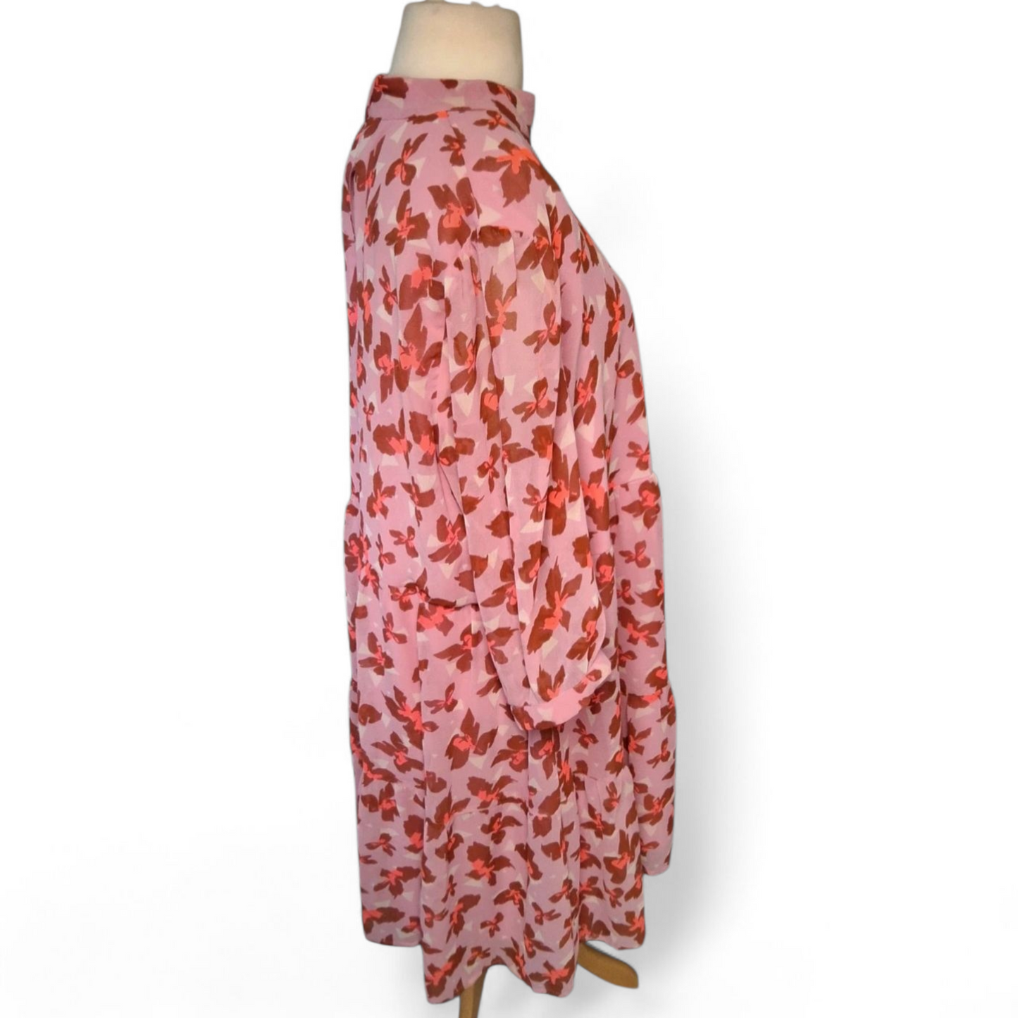 Vero Moda Pink Floral Floaty Dress – Size 20/22 | Swishy, Sheer & Chic