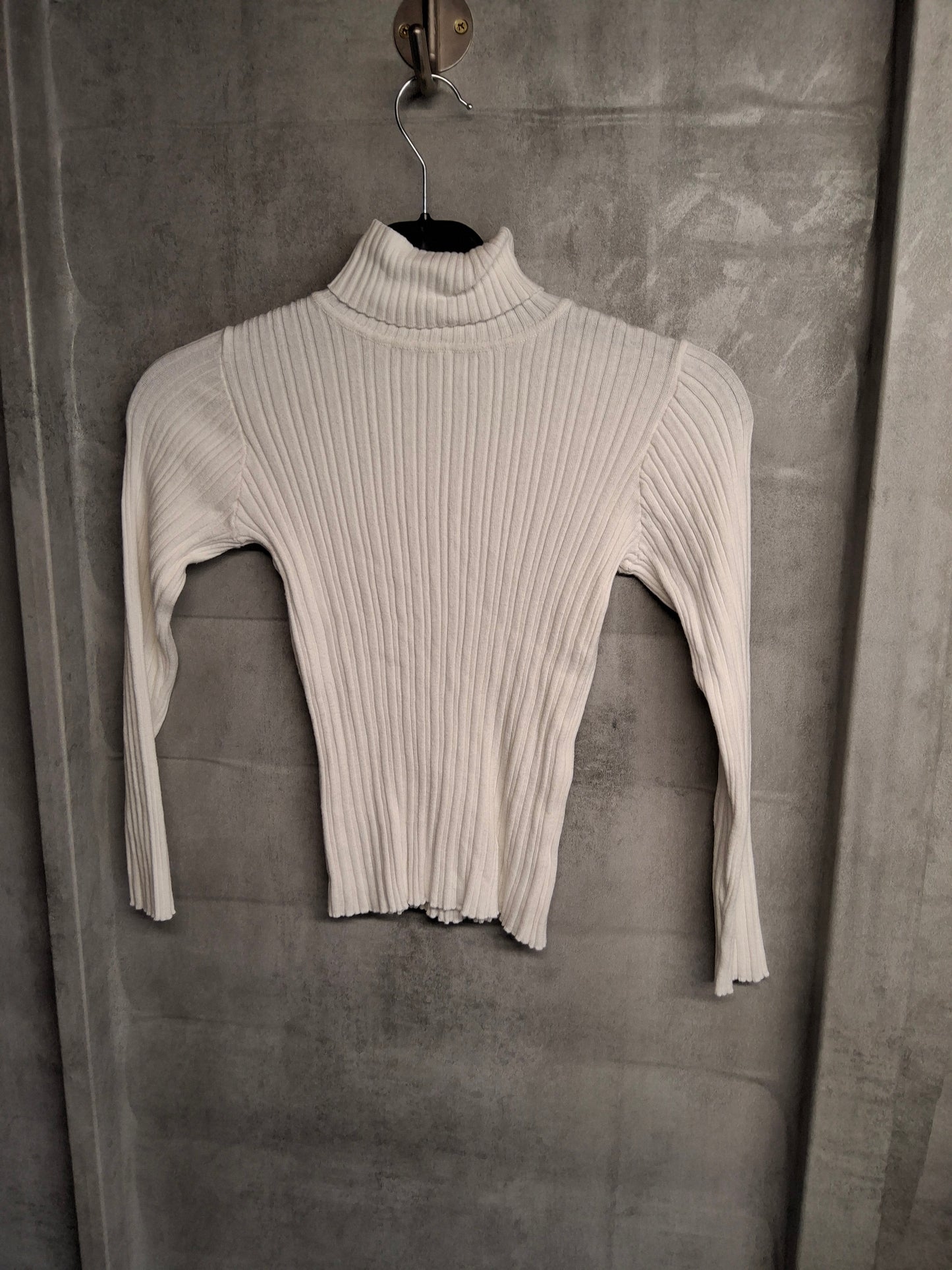 Nutmeg White Ribbed Turtleneck Top – Girls 8-9 Years – Cotton Polyester
