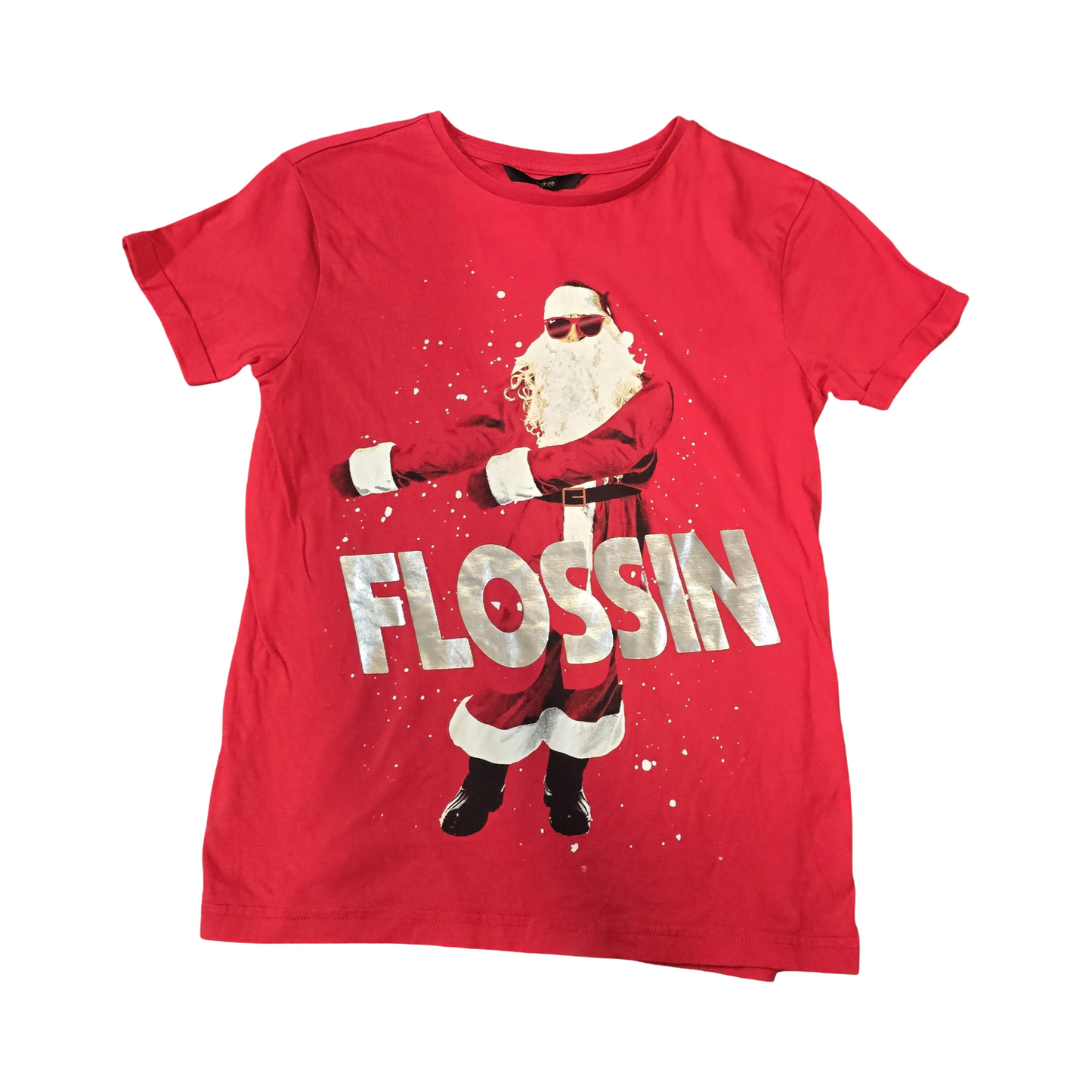 George Red Boys Xmas T-Shirt – Age 9–10 – “Flossin’ Santa” Graphic
