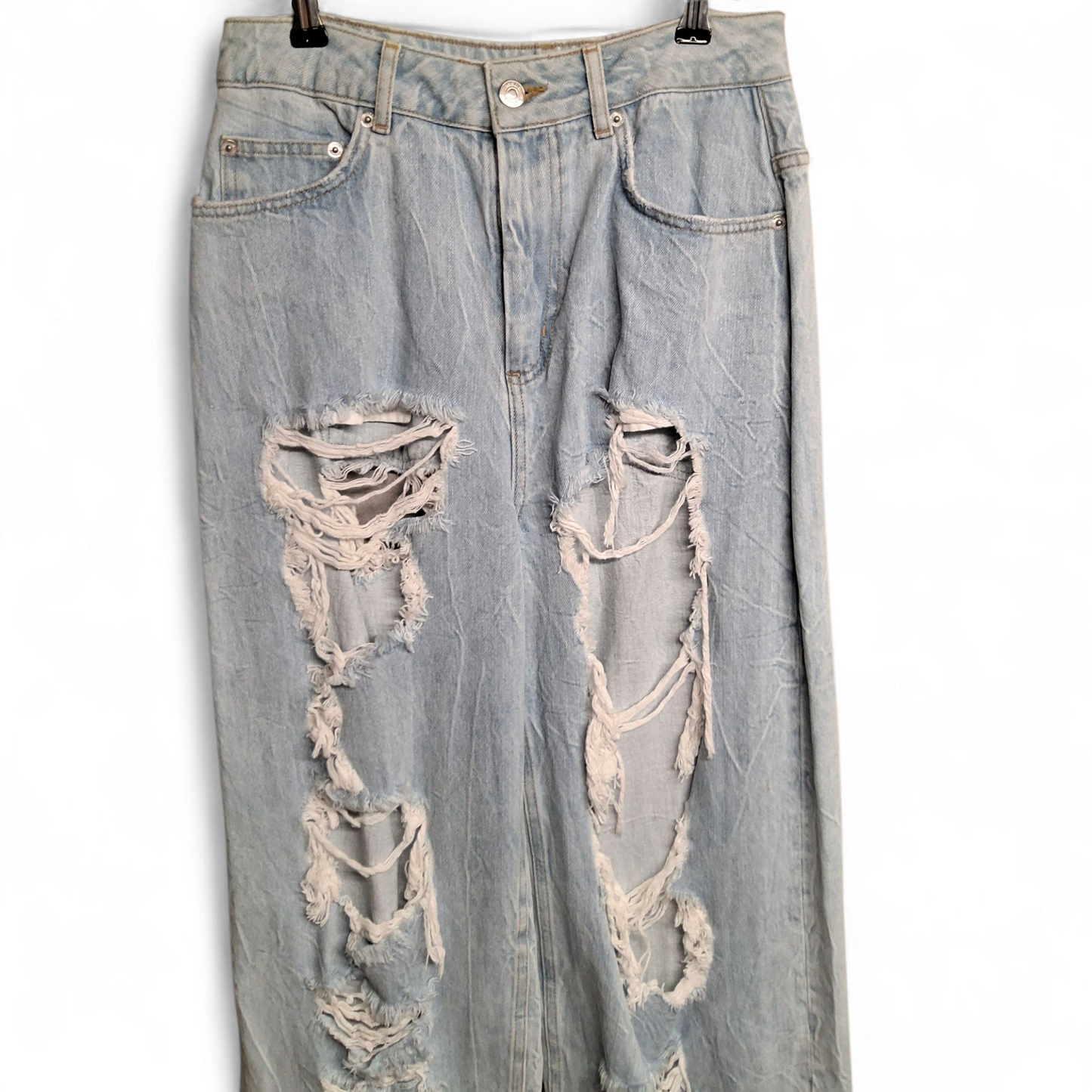 ASOS Light Blue Distressed Wide-Leg Jeans – Size 6/8 – 90s Grunge Cool