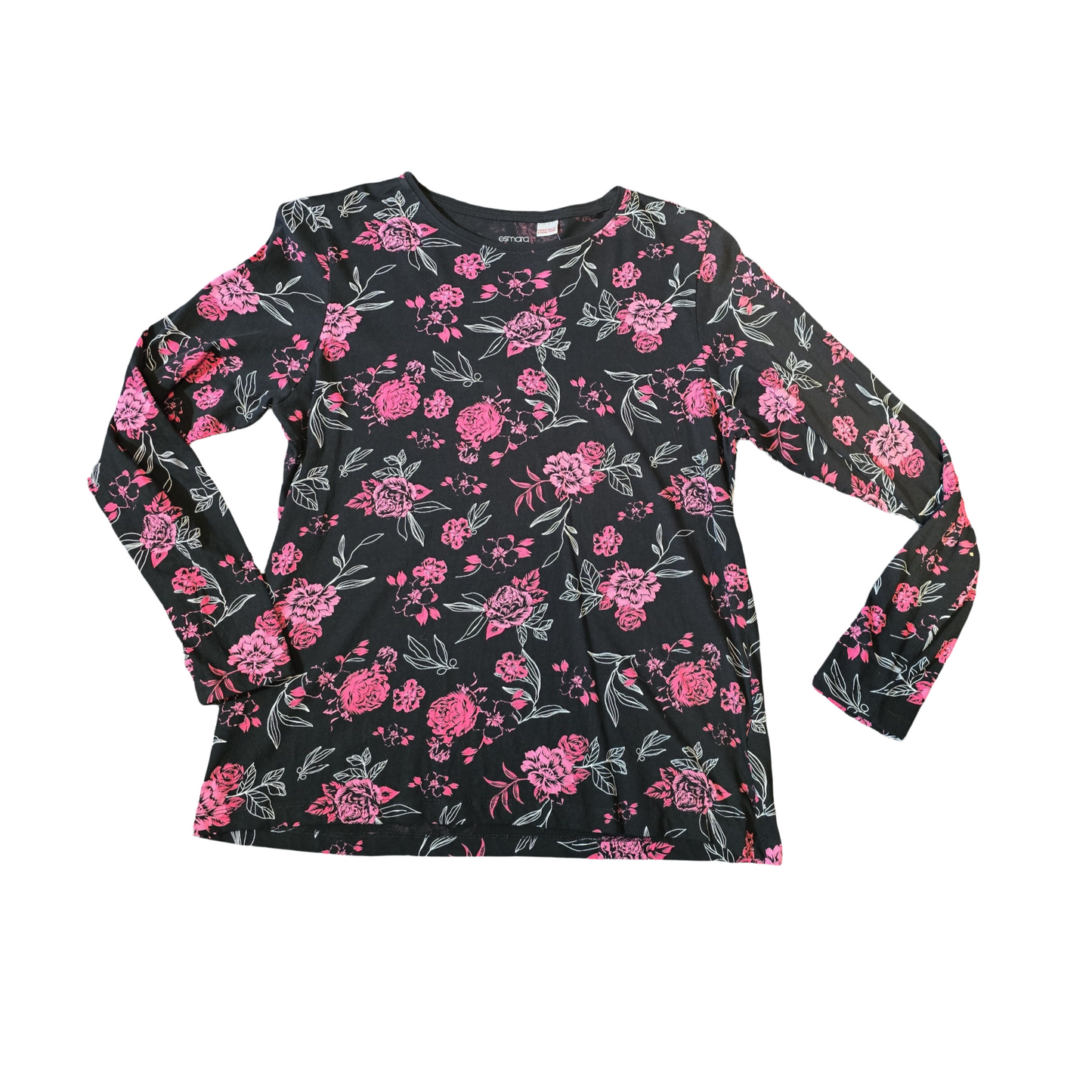 Esmara Floral Long Sleeve Cotton Top – UK size 12/14 Comfy & Cute