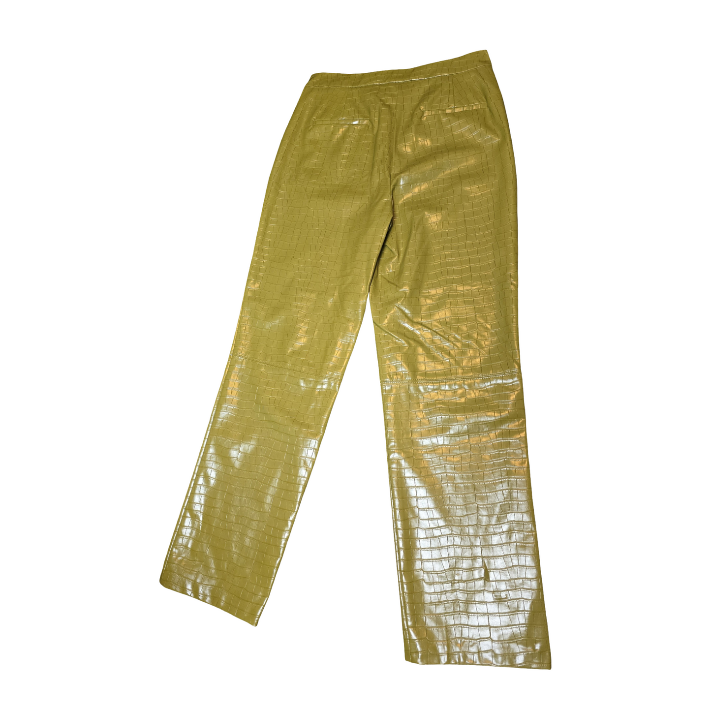 Primark Olive Green Croc-Effect Faux Leather Trousers Size 12  NWT