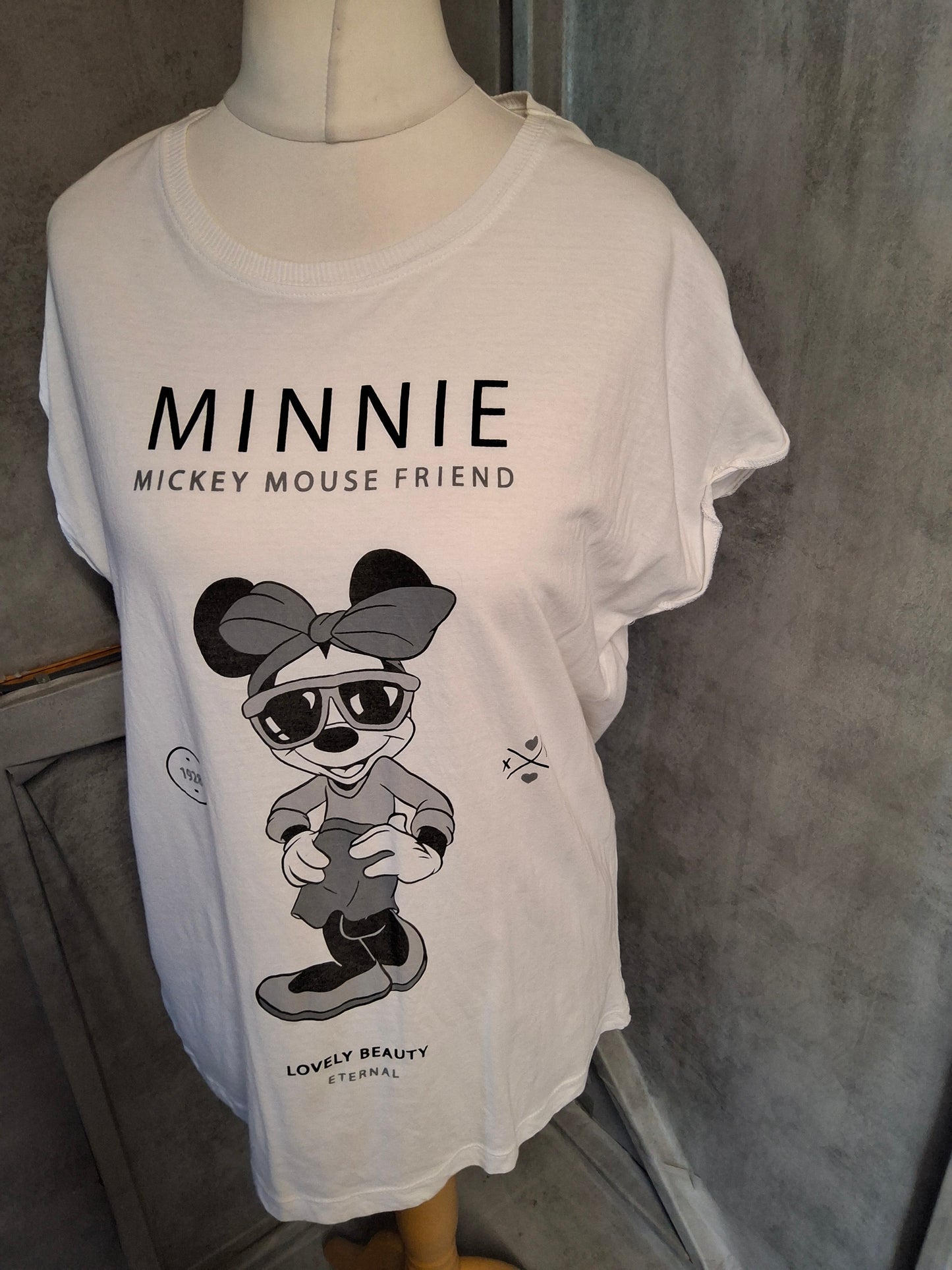 Mango Disney White Minnie Mouse T-Shirt – Size M (UK size 10/12) – 100% Cotton